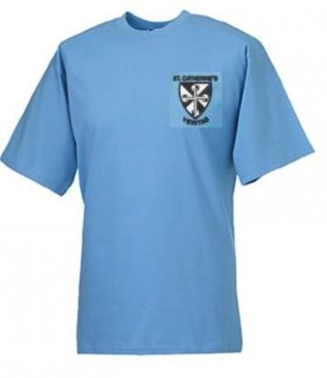 P.E. T-Shirt Sky with School Logo (Russell) 
