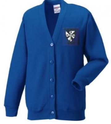 Sweat Cardigan Royal with School Logo (Russell) 