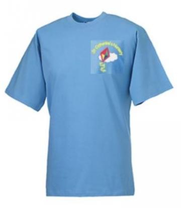 P.E. T-Shirt Sky with Nursery Logo (Russell) 