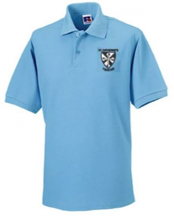 Polo Shirt Sky with School Logo (Russell) 