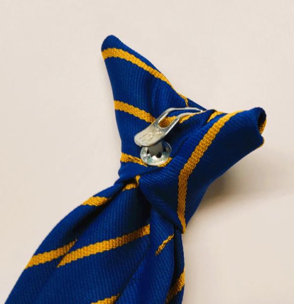 Tie Clip On Royal/Gold Thin Stripe (TS28)