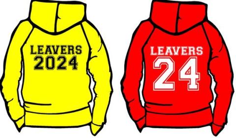 Leavers Hoodie - School logo plus initials on front & solid print on back (Russell)