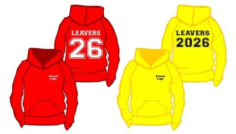 Leavers Hoodie Child Sizes - School logo on front & solid print on back (Sportex)
