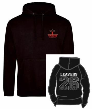 Hoodie Jet Black + Leavers Print (AWD JH001) 