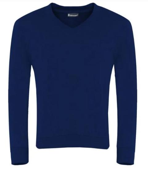 V Neck Sweatshirt Navy (Banner)