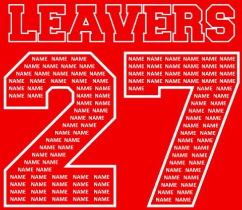 Leavers T-shirt Child Sizes - School logo on front & names print on back (AWC JC01J)